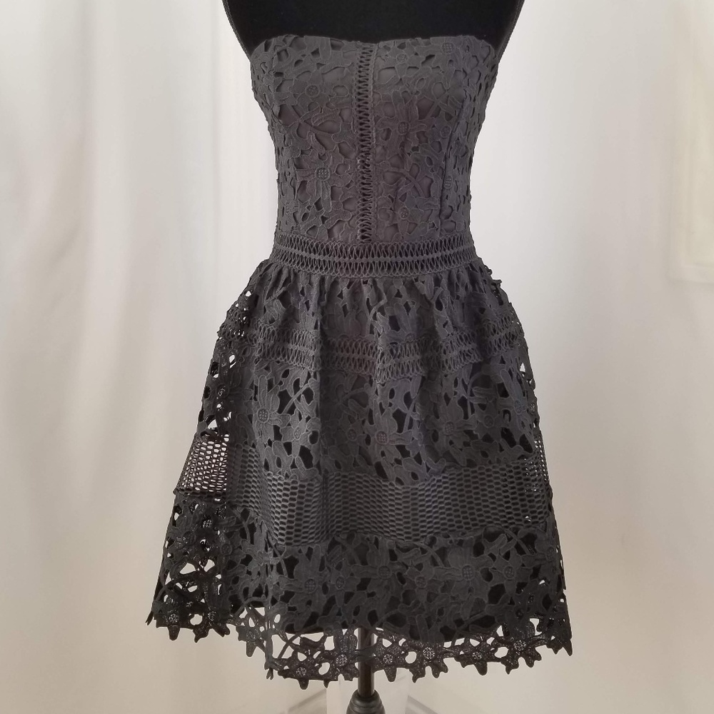 Black Lacey Strapless Dress